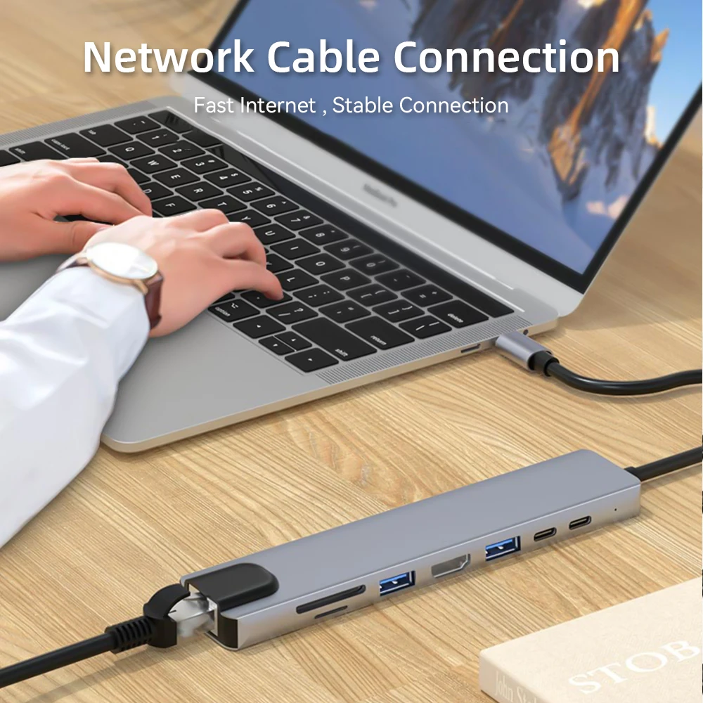 Hdmi pd Usb c Porta Usb c Hub Docking Station Usb 3.0 Rj45 Ethernet sd Leitor de Cartão tf Portas Portas Portas Portos 4k - Imagem 4