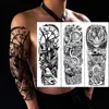 Waterproof Temporary Tattoo Stickers Clock Eye Large Arm Tattoo for Men Women Tiger Animal Fake Tatoo Sleeve 1