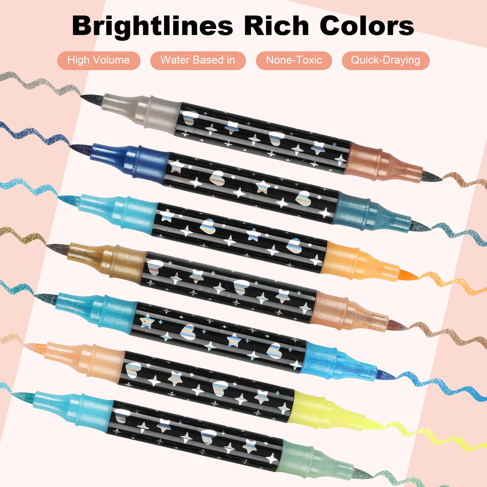 24/48/72/96 Colors Dual Brush Tip Glitter Art Markers Metallic Paint Marker Pens DIY Crafts Birthday Cards Making Poster Album