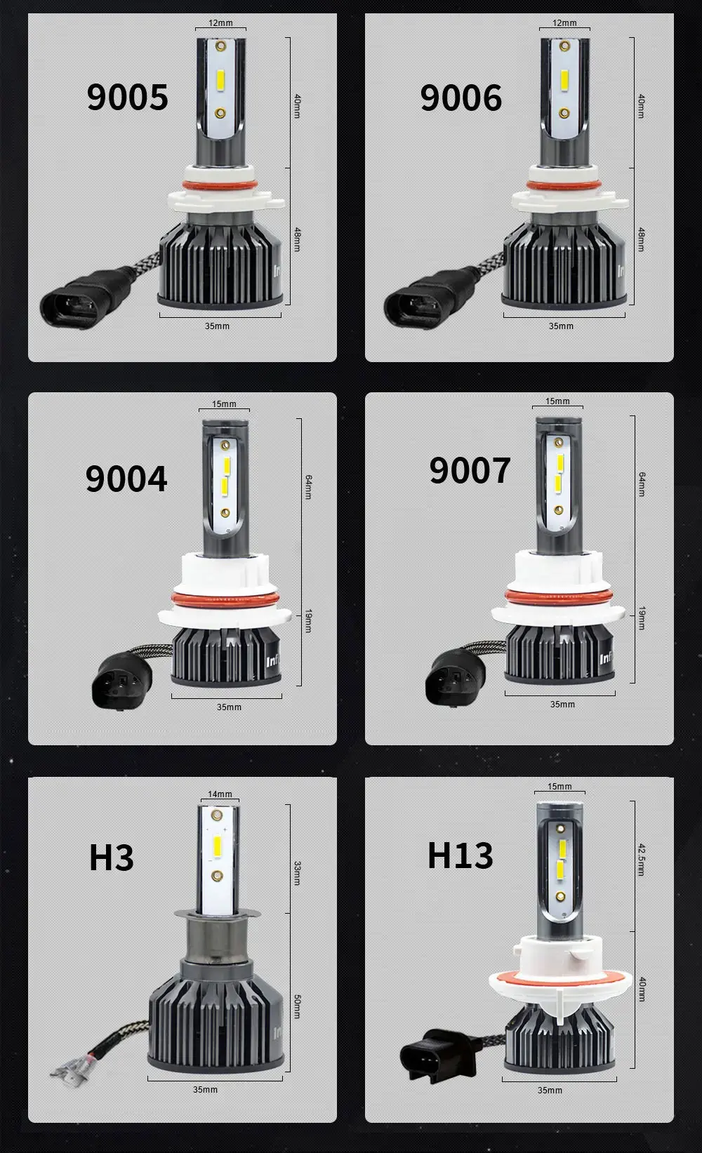Infitary H7 H4 LED Headlights Car Vehicle Bulb 12V White 6500K H1 H3 H11 H8 9005 9006 Mini Fog Light Headlamp COB 1860 Lamp led lights led bulbs led headlights led car lights led car headlights car headlamps
