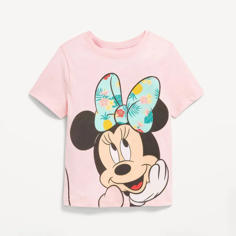 The Little Mermaid Princess Print Tshirt for Girls Summer Kids Boy Cotton Mickey Mouse Tee Minnie Printed Short Sleeve Tops 3