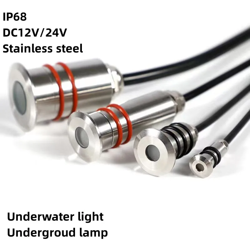 

1W LED IP68 Mini Spotlight Waterproof Stainless Steel Pool Underwater Light DC12V 24V Stair Pathway Deck Underground Lamp