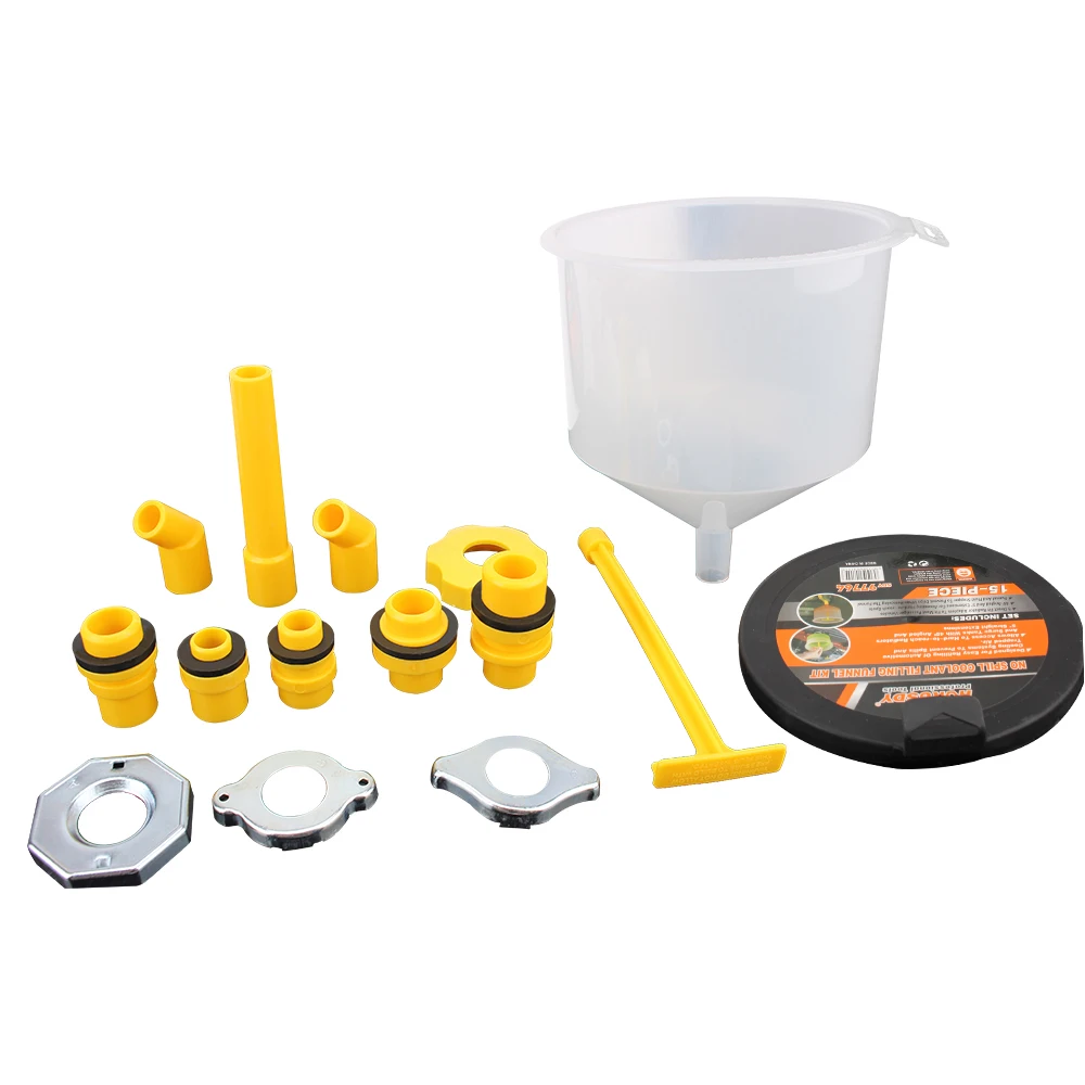 Filling funnel Spill Proof Coolant Filling Kit 15Pcs/Set Fit Universal Vehicles Plastic Filling Funnel Spout Pour Oil Tool