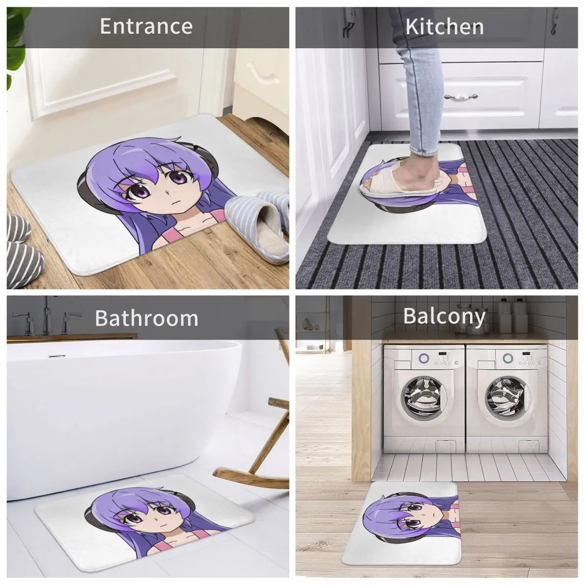 Фото Противоскользящий напольный коврик Higurashi No Naku Koro Ni, моющийся коврик для кухни, входа, дома, спальни, коврики для ног №4