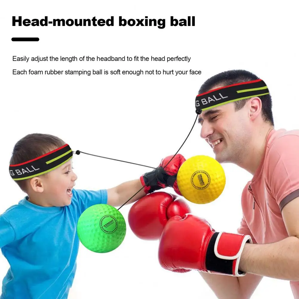 Head Mounted Boxing Ball Portable Boxing Ball Set with Adjustable Headband for Hand Eye Coordination Training Fitness Equipment