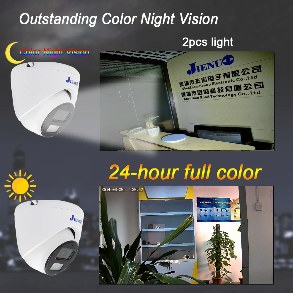 JIENUO 4K POE Camera CCTV Security Surveillance 64G 128G Full Color Night Vision Video Two-Way Audio 5MP 8MP Onvif Dome Home Cam 2