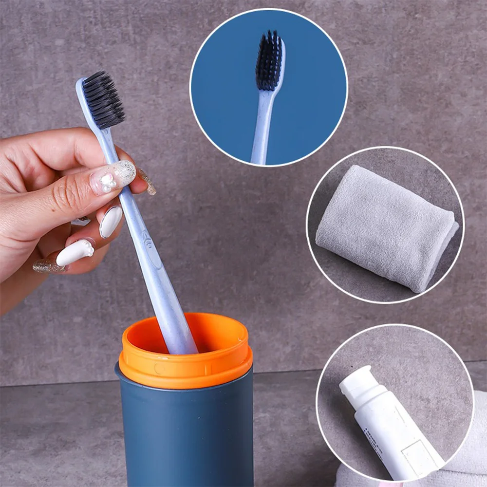 Compact Travel Toothbrush Holder with Lid - Reusable & Space-Saving for Outdoor and Business Trips