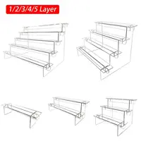 1Sets Acrylic Ladder Display Stand Durable Home Organizer Transparent Storage Rack Adjustable Computer Monitor Model Holder 1