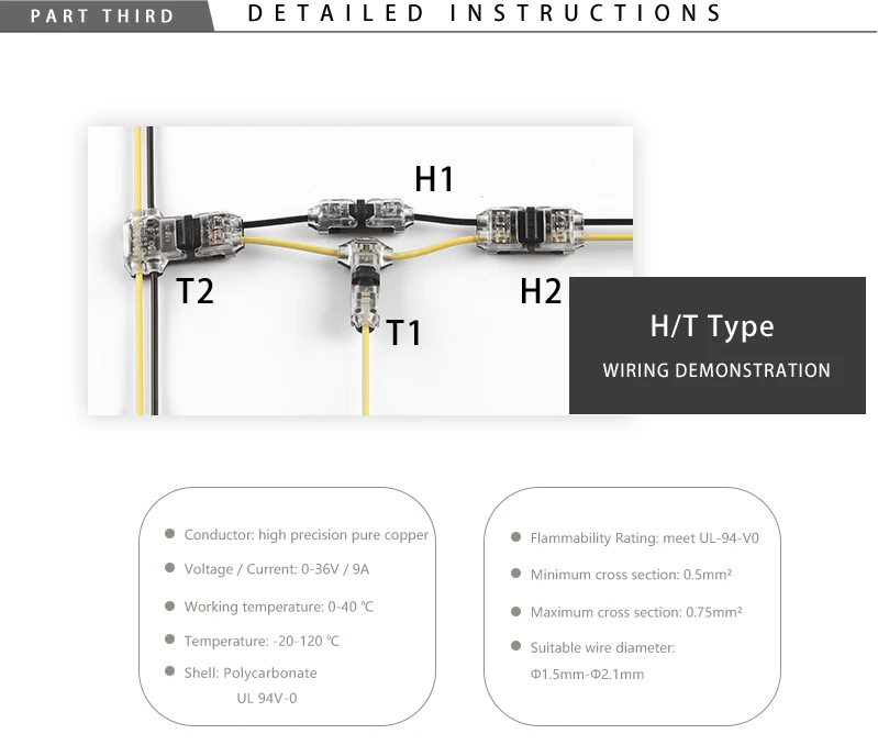 Description Picture 5 of itemMini Wire Cable Snap In Universal Compact Wire T Tap Quick Splice Wiring Connector Connections Joiners Auto Plug Accessories