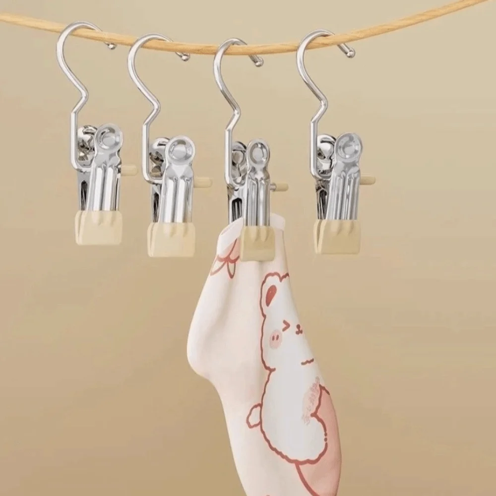 30Pcs Stainless Steel Closet Clothespins Portable Hanging Wardrobe Clothes Clip Hangers Space Saving with Hook