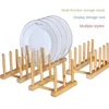 Multifunctional Plate Storage Rack, Household Kitchen Bamboo and Wood Display Rack 2
