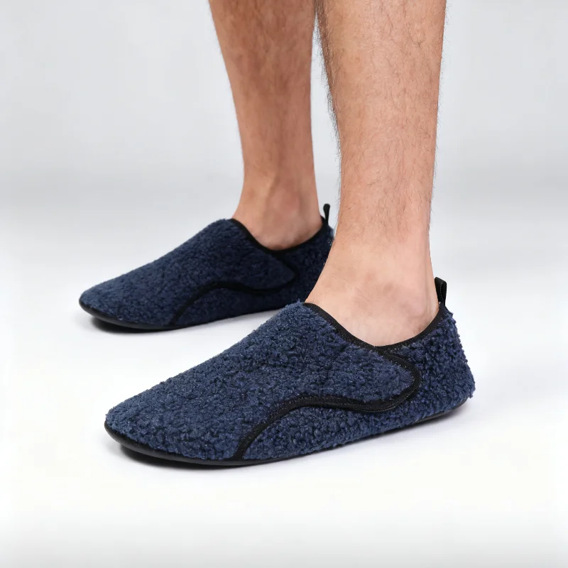 Lässige Baumwollschuhe für Herren mit Schnürsenkeln und Magic Tape. Warme und leicht zu tragende, bequeme Hausschuhe für zu Hause – Detail 12