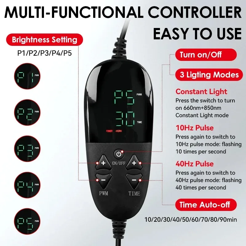 210pcs LED Bead Red Light Belt Red Infrared Light Therapy Pad LED Beauty Devices for Face and Body Back Knee Hands Feet Relief