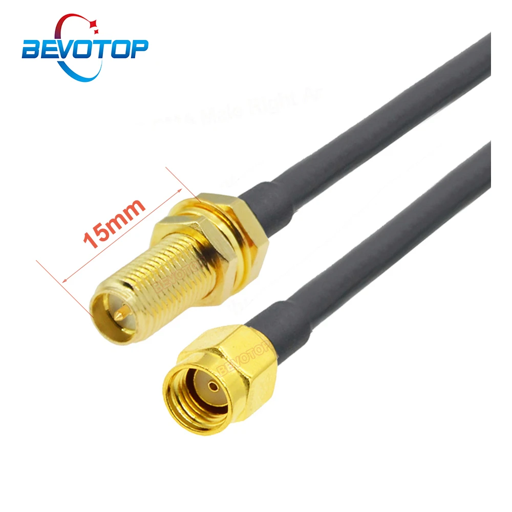 Cavo RG58 RP-SMA maschio a RP-SMA femmina 15MM filettatura paratia RG-58 50  ohm RF coassiale Pigtail WiFi Antenna prolunga cavo Jumper - AliExpress