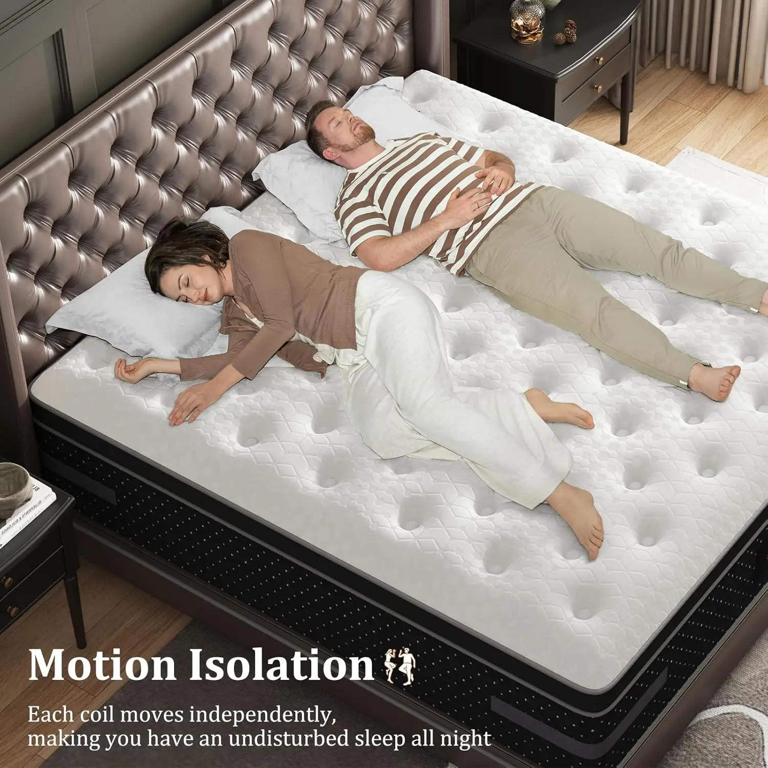 12 Inch Hybrid Mattresses with Extra Lumbar & Shoulder Support, Motion-Isolation Bed in a Box for Pain Relief Deep Sleep