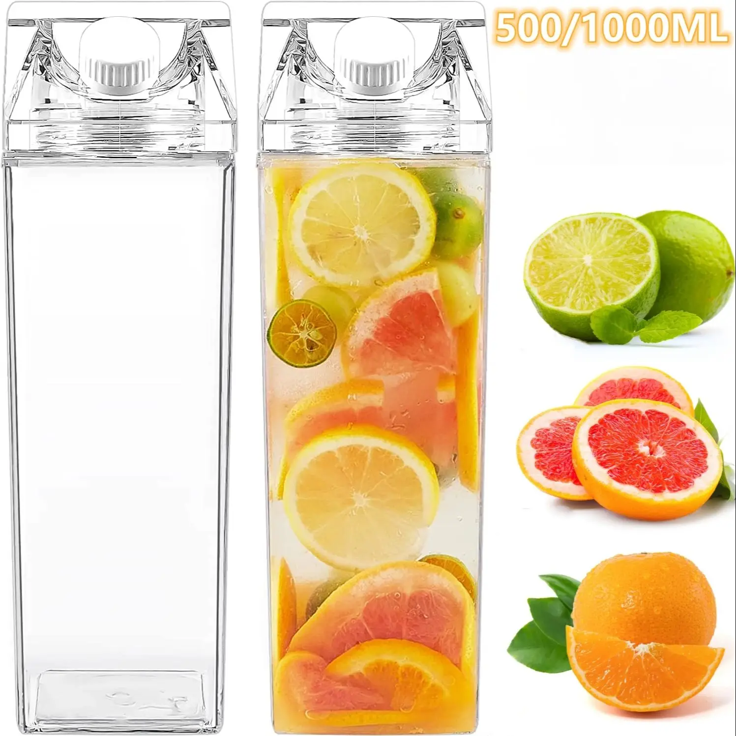 500Ml Milk Carton Water Bottle Sports Square Milk Juice Water Bottle With Christmas stickers Outdoor Tour Camping Drinking Cup