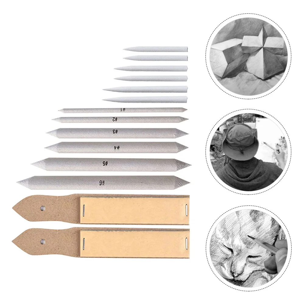 1 Set/14pcs Artist Charcoal Sketch Drawing Tools Blending Stumps Sketching Pen 24pcs artist blending paper stumps and tortillion set with with 4pcs sandpaper 2pcs pencil extender for student sketch drawing