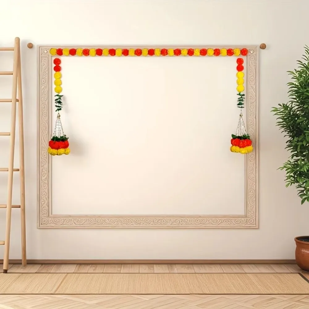 Künstliche Ringelblumengirlande mit langen Strängen ​ ​ Indisches Dekor Pooja Hochzeit Pooja Ringelblumen Blumen ​ ​ Veranstaltungsdekor wiederverwendbar – Detail 14