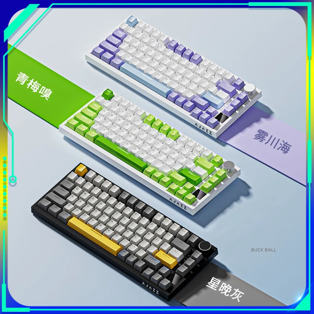 

Ajazz Ak820 Pro Keyboard Tri Mode Tft Screen Multifunctional Knob Gaming Mechanical Keyboard Hot Swap Rgb Gasket Office Man Gift