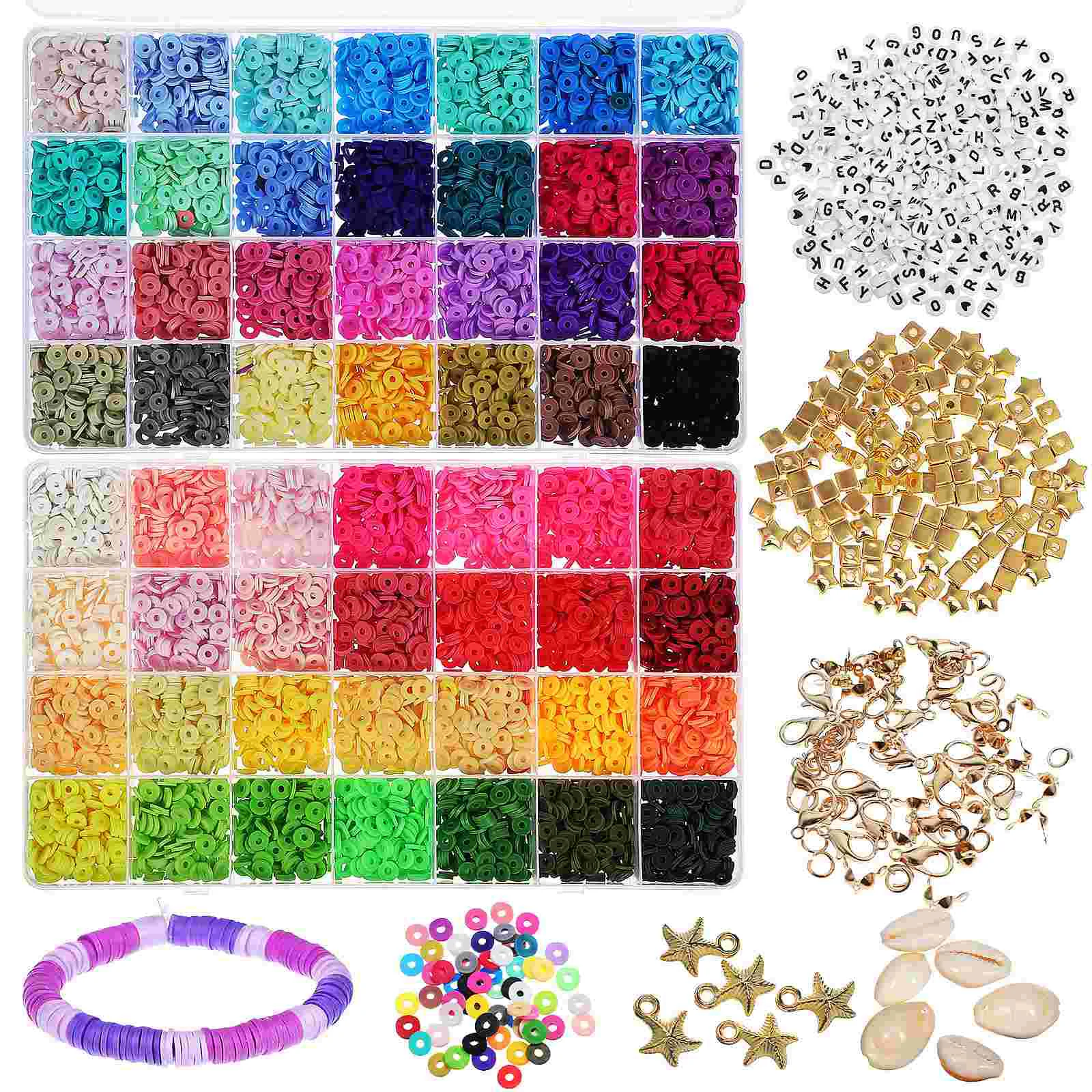

1 Set Jewelry Making Kit Bracelet Beads Clay Beads Spacer Beads Clasps Diy Craft Supplies