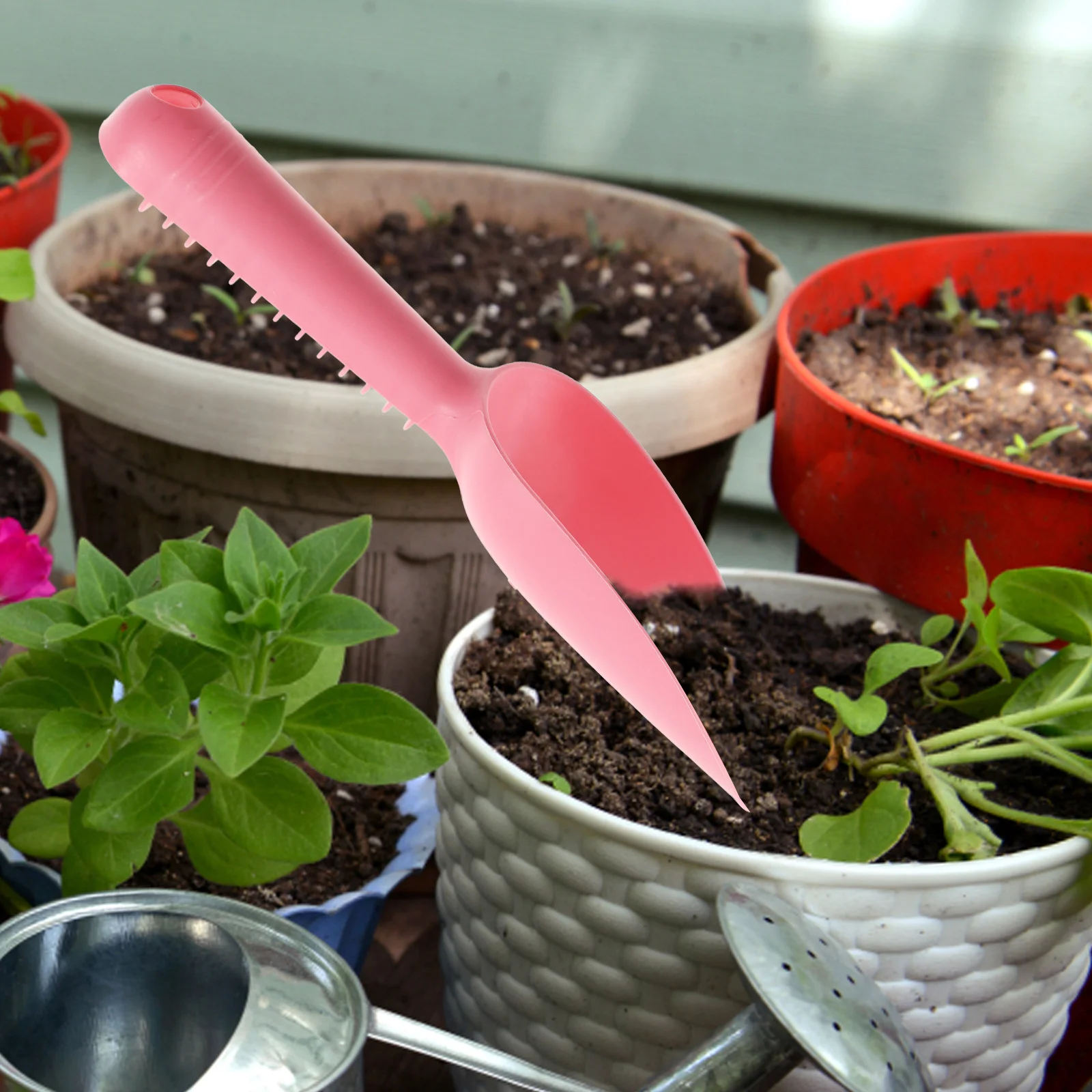2 PCS Plastic Hand Trowel Homegrown Gardening Tool Flowerpot Break Scoop for Garden Plant(Blue and Pink)