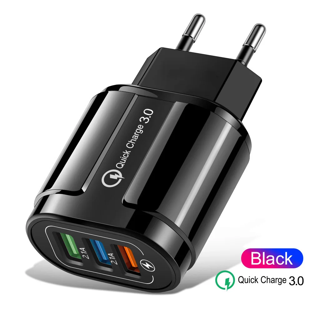 Mobile Phone Charger USB 2A 3 Ports Quick Charge Fast Charging iPhone Samsung Xiaomi Huawei Tablet Wall Adapter