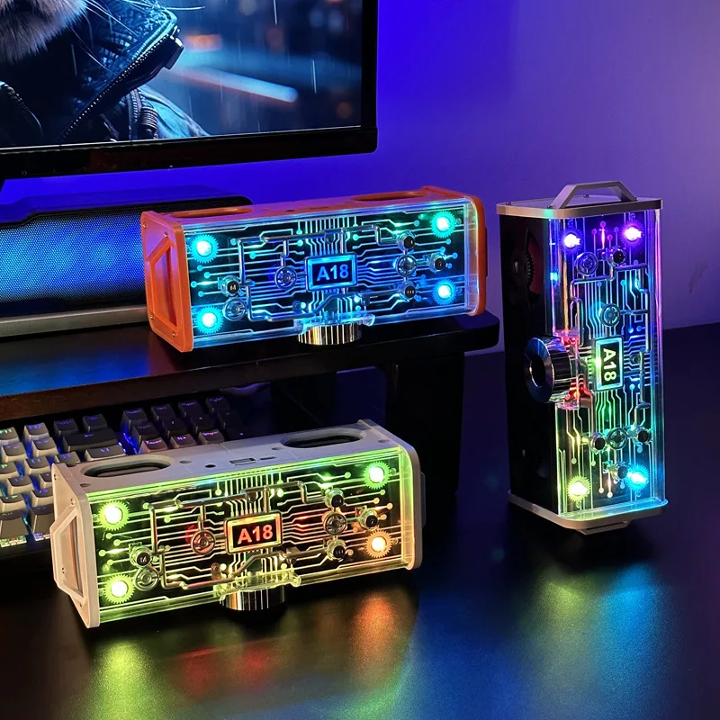 Transparent Bluetooth Speaker Adjustable Breathing Light LED TF Card Audio Mechanical Subwoofer Multi-function Sound Bar Boombox