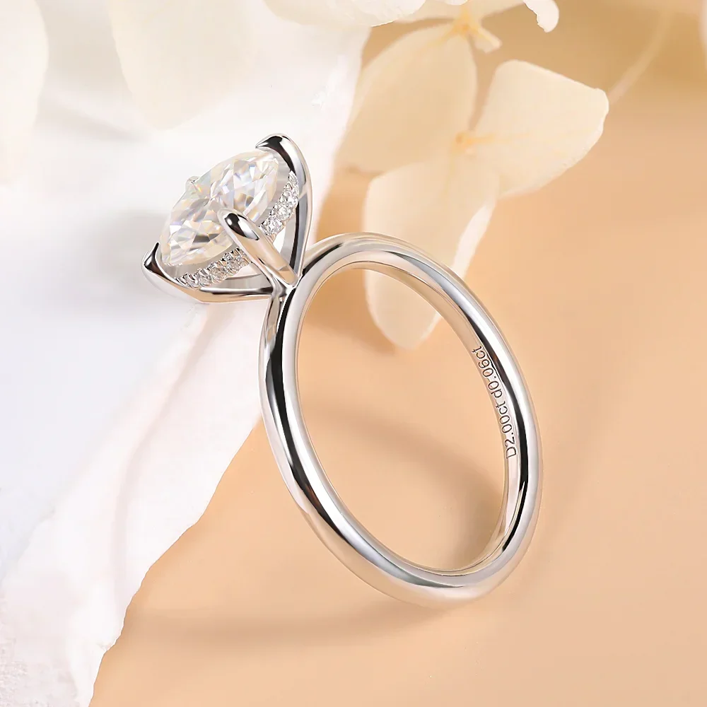 Moissanite Ring for Womem 925 Sterling Silver 2ct Round Solitaire Engagement Ring D Color VVSI Lab Diamond Bands Wedding Jewelry