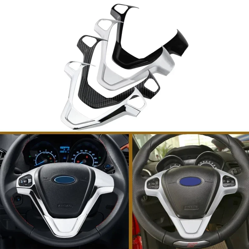 VECES Auto Refit Accessoires Fit for Ford Fiesta MK7 2009-2017 Ecosport 2012-2017 Auto stuurwiel Covers Trim Sticker Stuurwielhoezen (Color : C Type BLACK VECES Auto Refit Accessoires Fit for Ford Fiesta MK7 2009-2017 Ecosport 2012-2017 Auto stuurwiel Covers Trim Sticker Stuurwielhoezen (Color : C Type BLACK