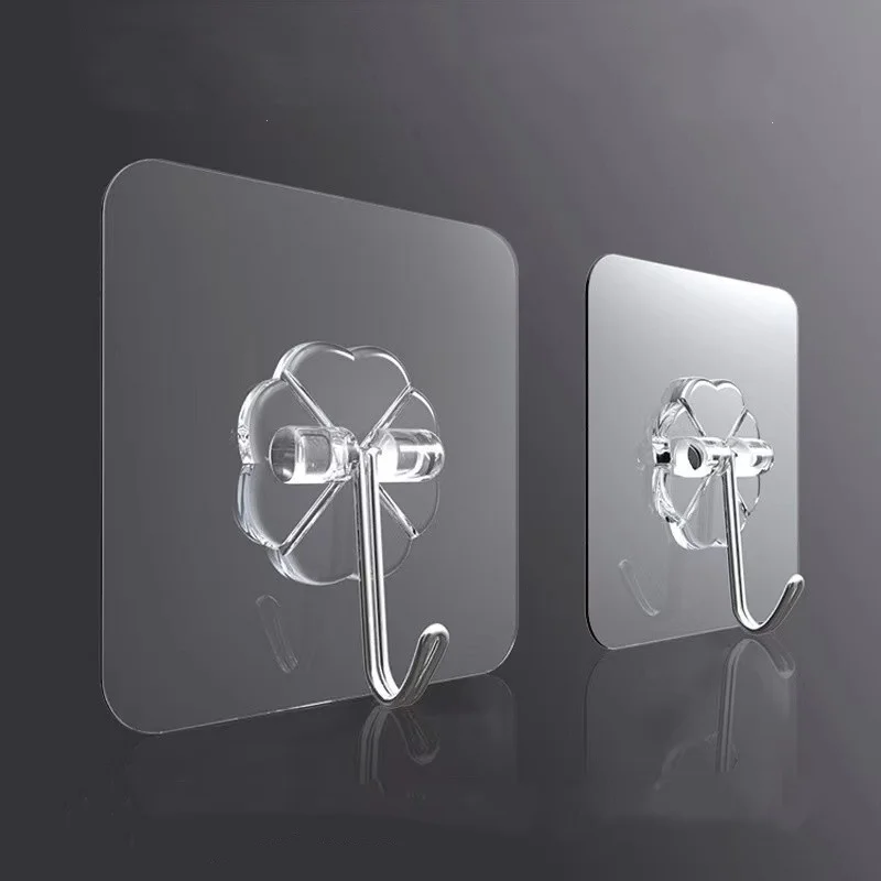 

10PCS Wall Hooks Transparent Strong Self Adhesive Key Towel Door Wall Hanger Hanging Kitchen Bathroom Accessories Hooks