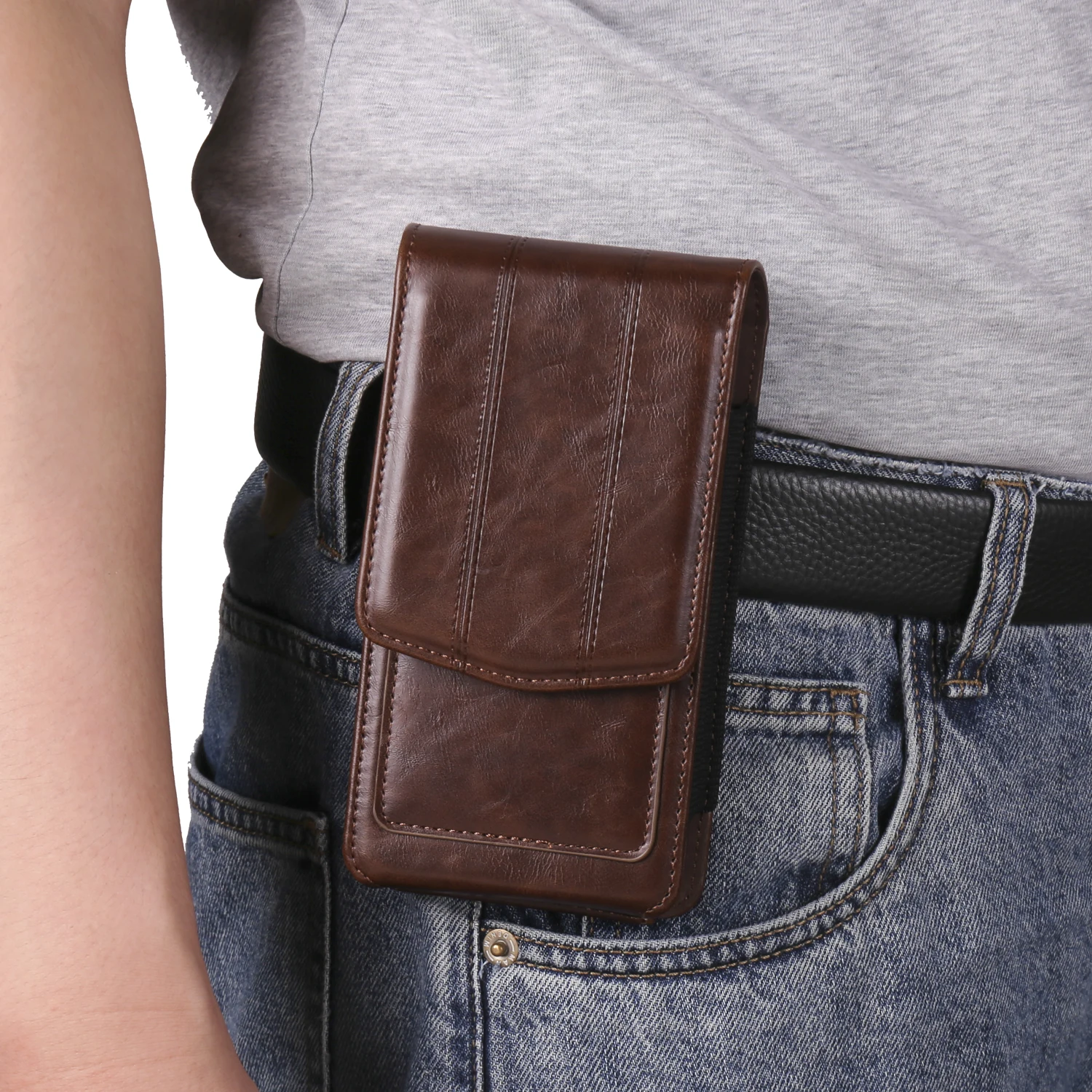 FULAIKATE Vertikale universelle Handytasche aus Leder, Hüfttasche mit Kartenfach für Samsung Galaxy S25 Ultra, iPhone 17 Pro Max, Herren – Detail 29