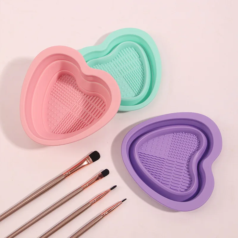 

Soft Silicone Makeup Brush Folding Cleaning Bowl Brushes Cleaning Mat Cosmetic Eyeshadow Brush Cleaner Colorful Scrubber Box 1PC