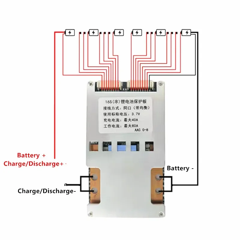 헬텍 48V 60V BMS 16S 60A 80A 120A 160A 200A 250A 300A 350A 리튬인산철/리튬폴리머 배터리 보호 보드 태양 에너지 저장