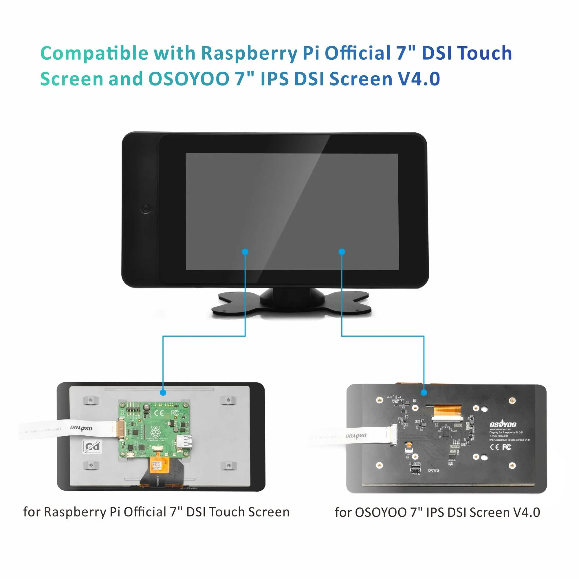 PiStudio Case for Raspberry Pi 5/4/3/2 Compatible with Raspberry Pi Official 7inch DSI and OSOYOO 7&rdquo; IPS DSI screen