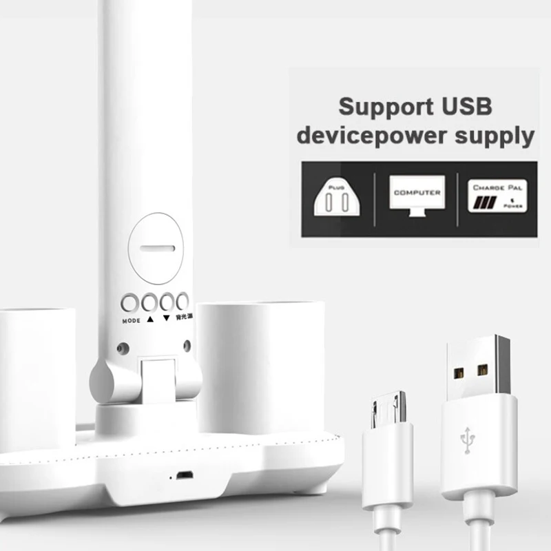 Description Picture 5 of itemLED Clock Table Lamp USB Chargeable Touch Desk Lights 2  Heads  180 Rotate Foldable Eye Protection Desktop Reading Night  Lights