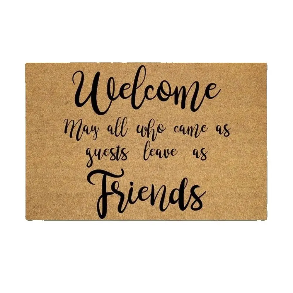 All Who Came As Guests Leave As Friends Doormat Rubber Bathroom Kitchen Mat Garden Garage Door Floor Mat Non-Slip Carpet