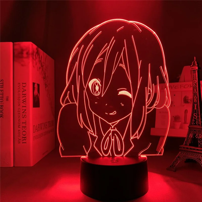 Decoração do Quarto Sensor de Toque K-on! Night Light Adorável Hirasawa Yui Acrílico Figuras 3d Lâmpada Anime Presente Mesa Cabeceira Led 6 Weddings & Events