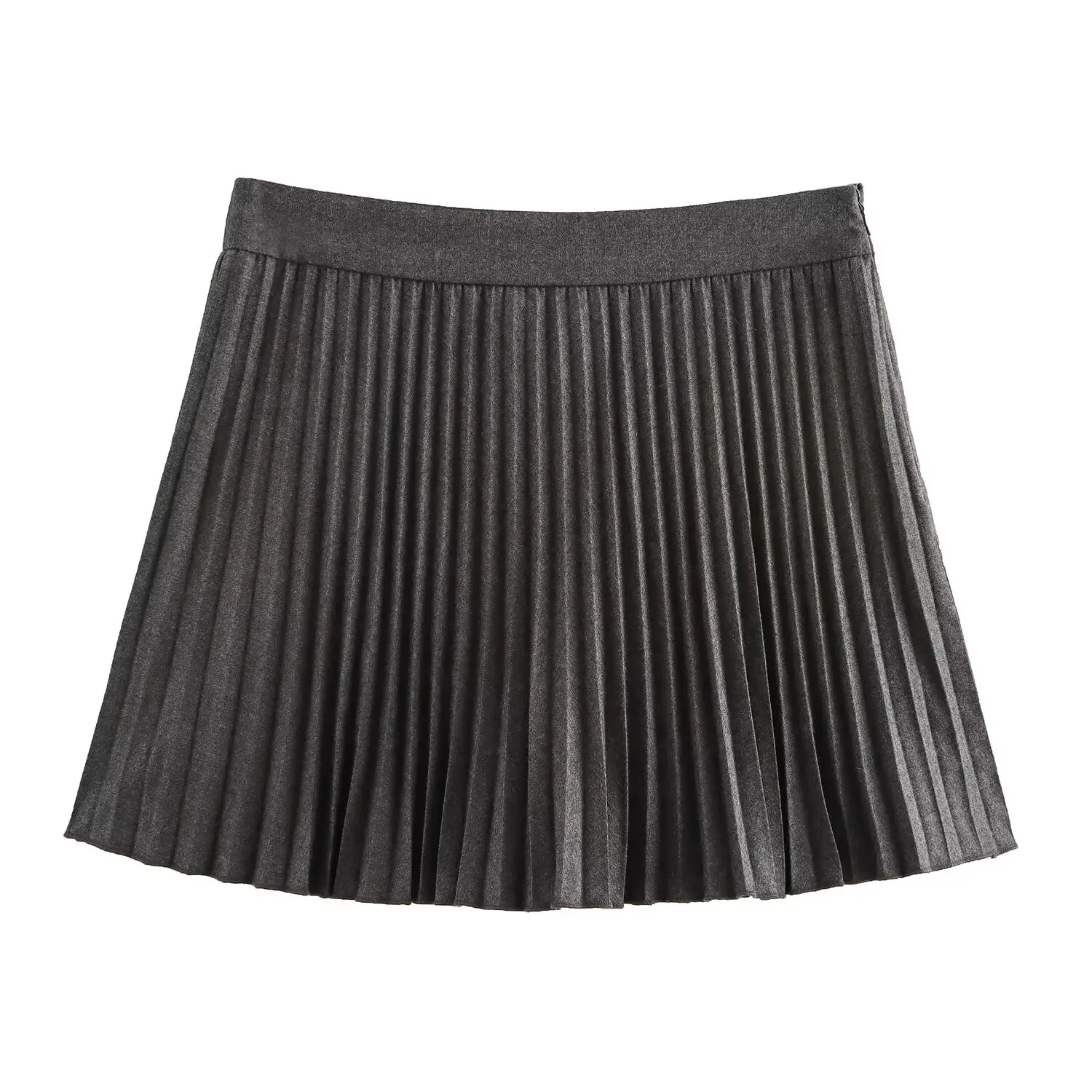 thumbnail image 1 of HH TRAF Falda mini de cintura alta con cremallera lateral para mujer, elegante, de verano, lisa, con pliegues anchos, para mujer, 1 of 4