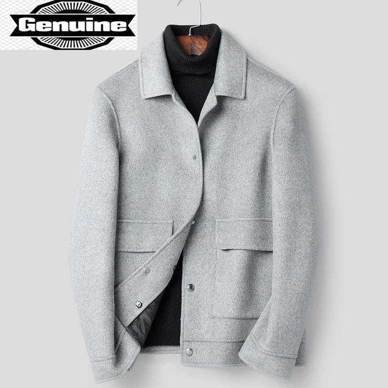 

Autumn Elegant Winter Man Coat Double-Faced Woolen Coat Men Clothing New Short Down Jacket Men Sobretudo Lã Masculino