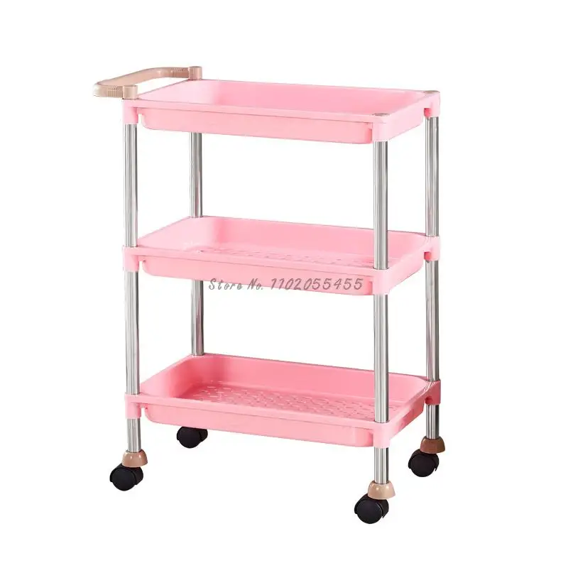 Free shipping beauty salon trolley with drawer three-layer glass manicure tool cart |