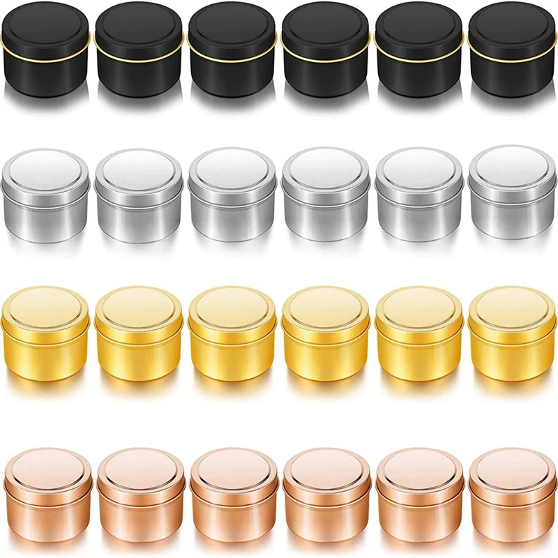 

24 Pieces Candle Tins 4 Oz Candle Jars, Metal Tin Cans DIY Candle Empty Tins Round Candle Containers For Candle Making