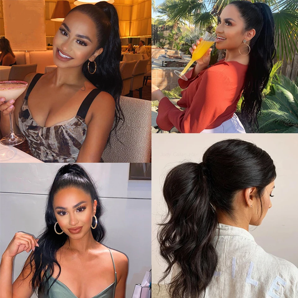 Human Hair Extensions 8-26Inch 180% Density 160G/Set Body Wave Drawstring Ponytail Human Hair Brazilian Remy Clip In Human Hair Extension For Women