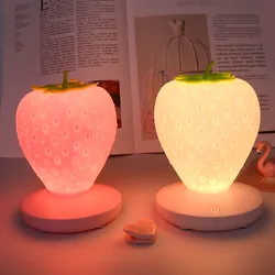 Lampe Led à économie d'énergie pour enfants, veilleuse amusante en forme de fraise, chargeur USB, lampe en Silicone, interrupteur tactile Luminaria 
