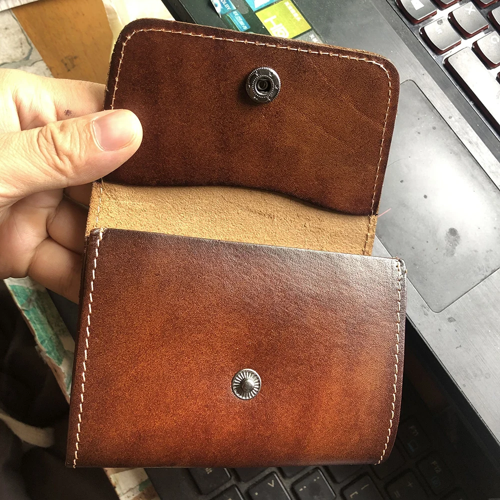 Hot Retro Mini Leather Credit Card Wallet for Credit Cards Genuine Leather Bifold Minimalist Wallet for Cards Women Cow