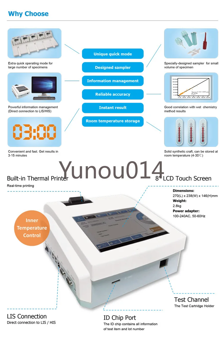 Hormone Chemiluminescence Finecare FIA Meter Plus Portable Poct Fluorescence Immunoassay Analyzer