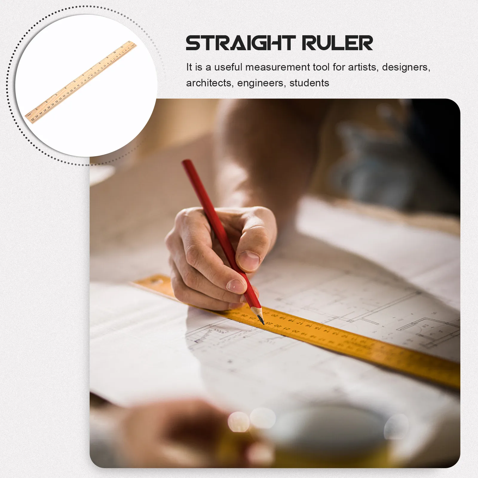 20Pcs 나무 직선 자, 학교 학생들을 위한 가볍고 휴대 가능한 드로잉 및 엔지니어링용 직선자