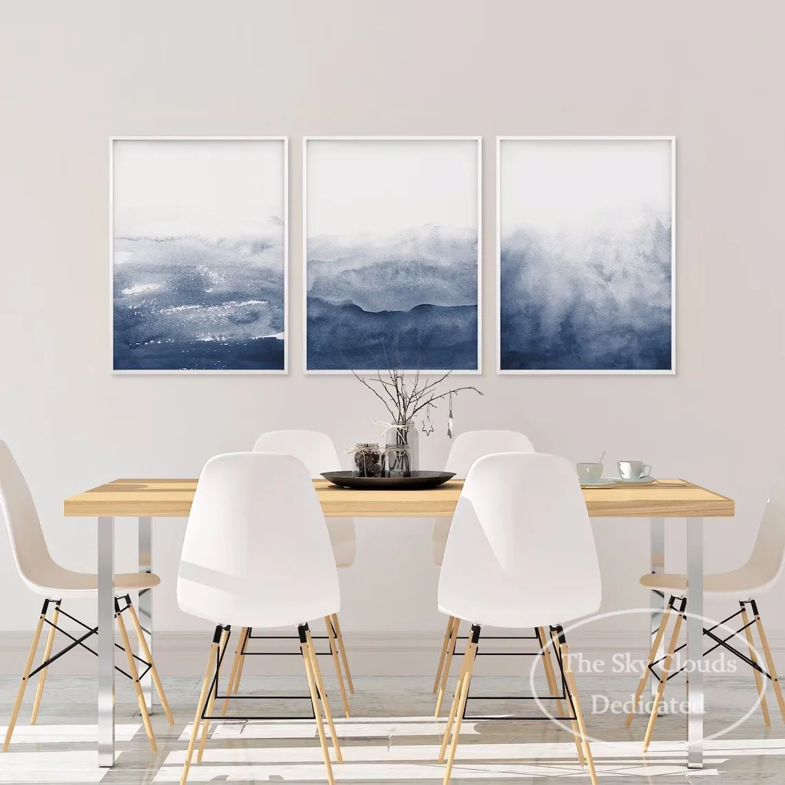 Blue Watercolor Canvas Painting Abstract Sea Poster HD Printing Modern Nordic Wall Art Picture Living Room Bedroom Home Decor