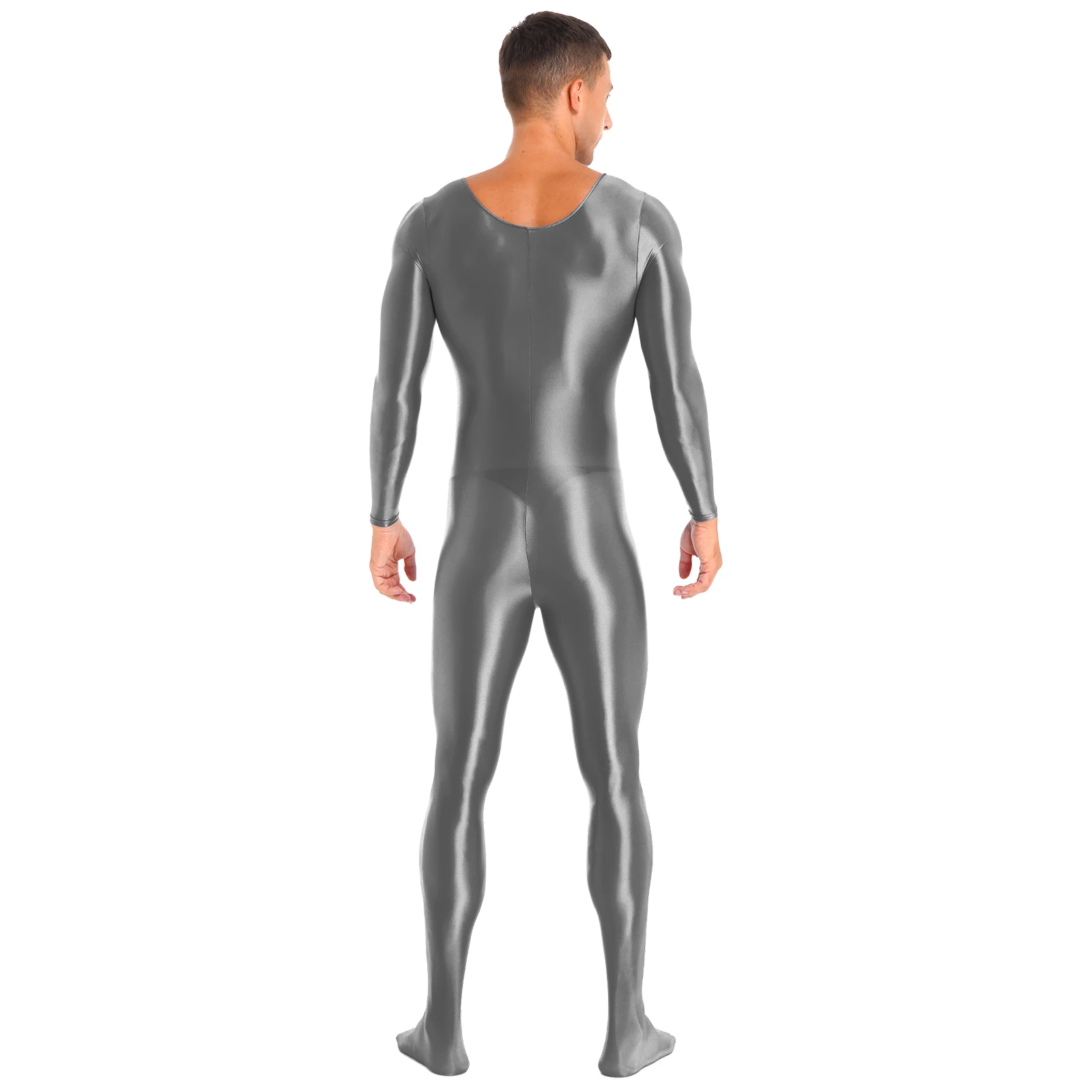 Mens Bodystocking Underwear Smooth Long Sleeve Solid Color Round Neck Bodysuit Pantyhose Nightwear Yoga Sports Fitness Tights men bodysuits
