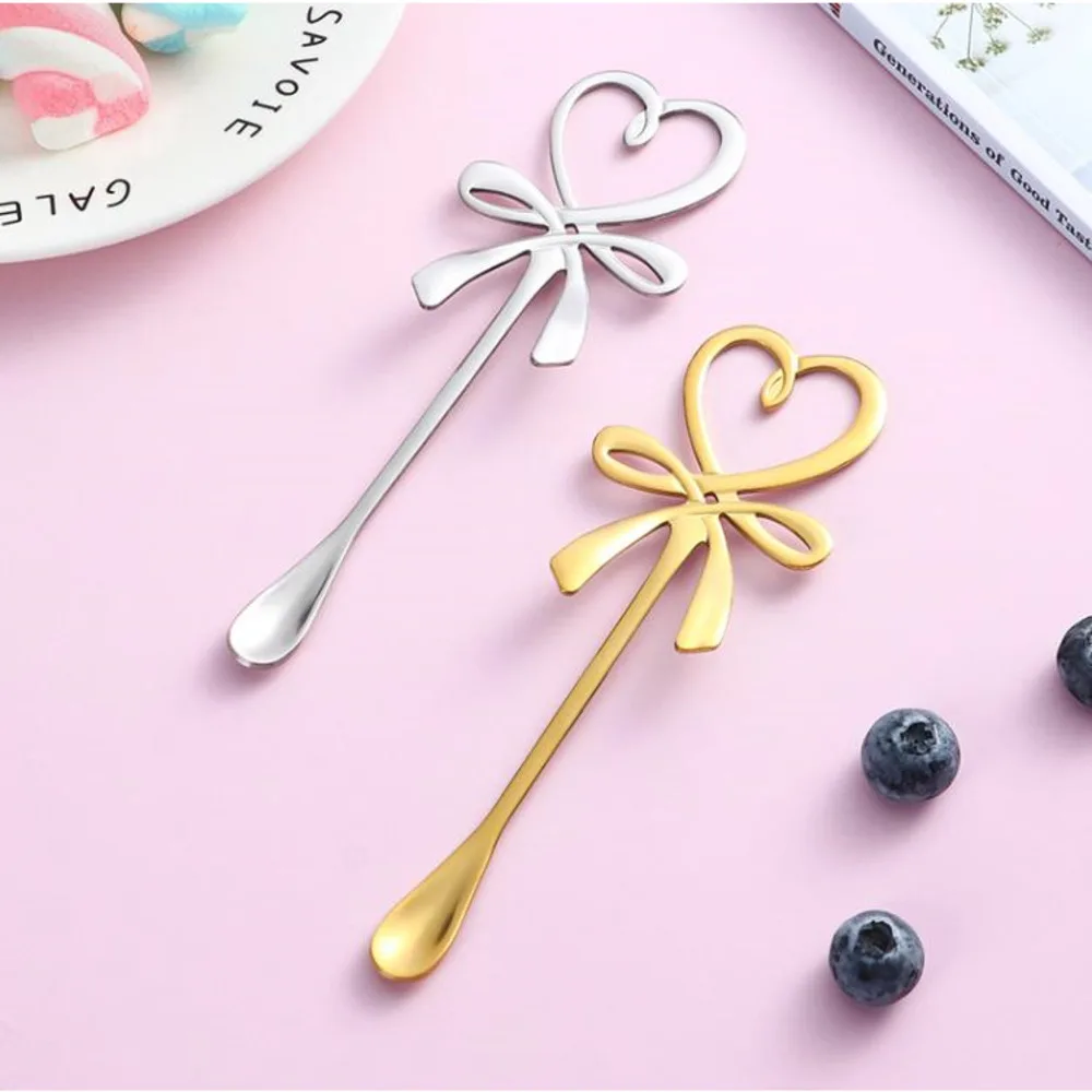 

Butterfly Shaped Tea Cup Spoon Heart Shape Coffee Stirring Spoons Stainless Steel Cake Dessert Scoop Gold Milk Mixing Scoops