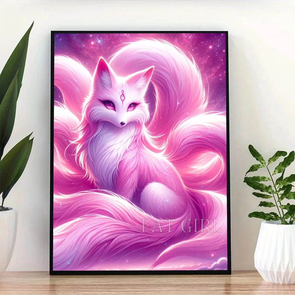 5d diy Diamond Painting New Pink Nine Tailed Fox Full Square Round 5d diy Diamond Painting New Pink Nine Tailed Fox Full Square Round